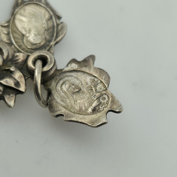 ORNATE ART DECO STERLING SILVER TRIPLE PART FLOWER RELIGIOUS CROSS CHARM 925 - Picture 7 of 12